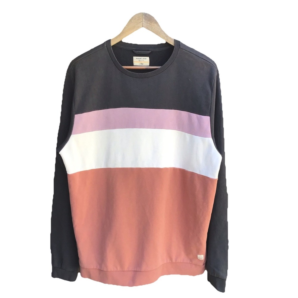 Marine Layer Re-Spun Colorblock Crewneck Sweatshirt Men's Large 22.5x28 Cotton